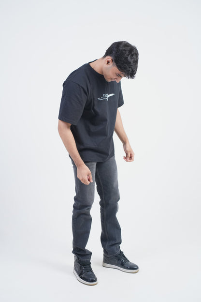 To The One Who Left It All Behind – Oversized Black T-Shirt